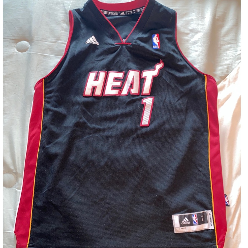 Miami Heat Chris Bosh #1 Adidas NBA Jersey Youth L Black Length +2